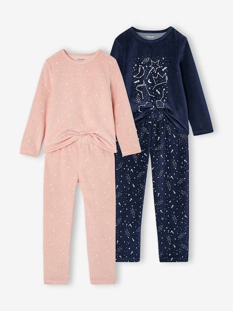 Lot de 2 pyjamas fille long rose poudré 1 - vertbaudet enfant 