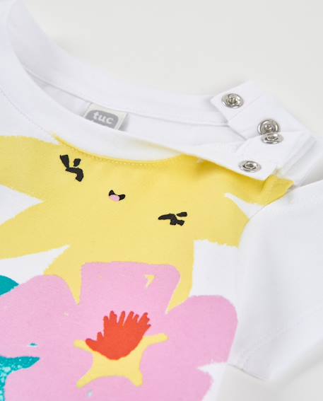 T-shirt fille en maille avec imprimé sur le devant Blanc 3 - vertbaudet enfant 