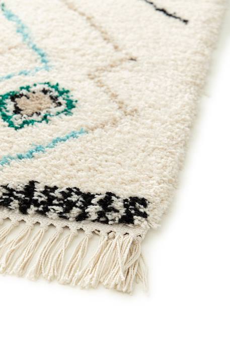 Tapis épais à franges style ethnique glyph Bleu naturel+Palette colorée 10 - vertbaudet enfant 