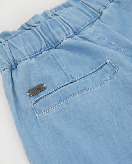 Pantalon pour fille en tissu en denim clair Bleu 4 - vertbaudet enfant 