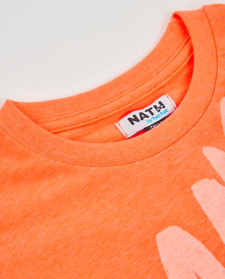 T-shirt garçon en maille avec grand imprimé sur le devant Orange 3 - vertbaudet enfant 