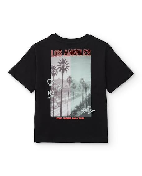 T-shirt garçon en maille au style urbain Noir 4 - vertbaudet enfant 