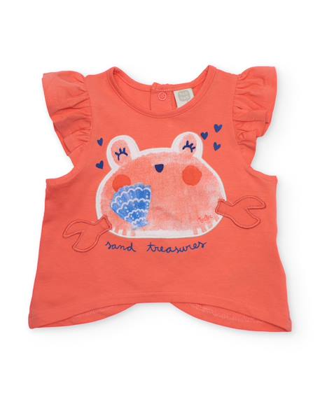 Fille-T-shirt pour fille en maille avec volants aux manches