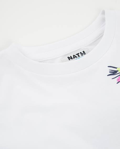 T-shirt fille en maille avec palmier sur le côté Blanc 3 - vertbaudet enfant 