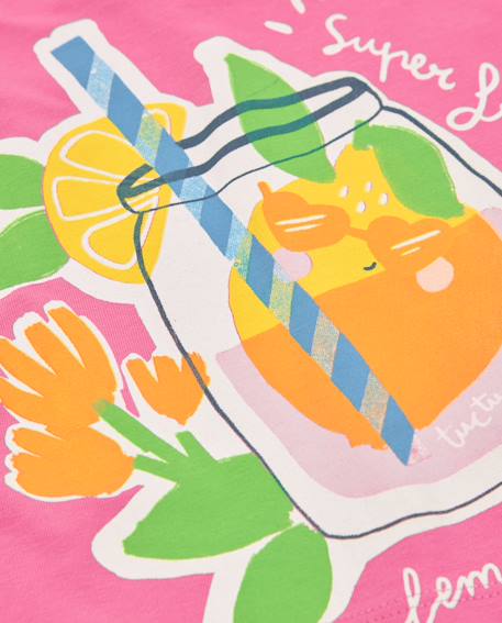 T-shirt fille en maille avec motif limonade Rose 4 - vertbaudet enfant 