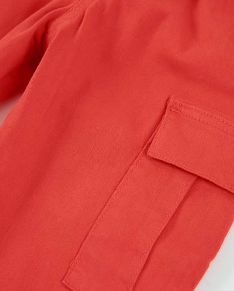 Pantalon garçon en tissu tissé style cargo Rouge 4 - vertbaudet enfant 