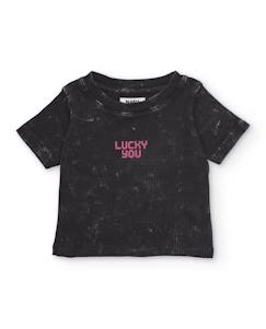 -T-shirt fille en maille effet délavé