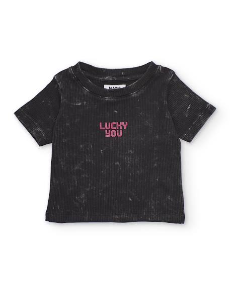 T-shirt fille en maille effet délavé Gris 1 - vertbaudet enfant 