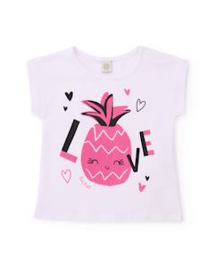 -T-shirt fille en maille avec graphisme ananas