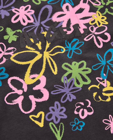 T-shirt fille en maille avec imprimé floral Gris 3 - vertbaudet enfant 