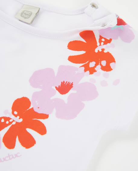T-shirt fille en maille avec manches courtes japonaises Blanc 3 - vertbaudet enfant 
