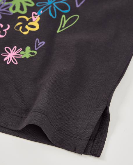 T-shirt fille en maille avec imprimé floral Gris 4 - vertbaudet enfant 