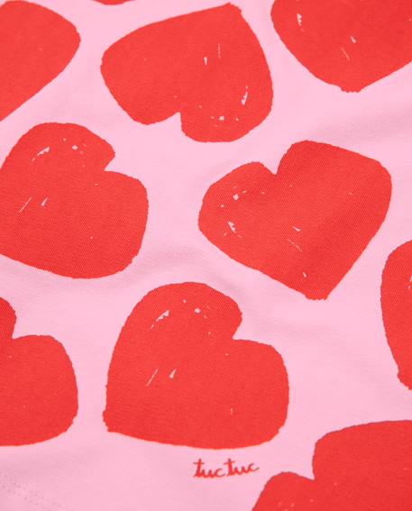 T-shirt fille en maille avec imprimé cœurs Rose 4 - vertbaudet enfant 