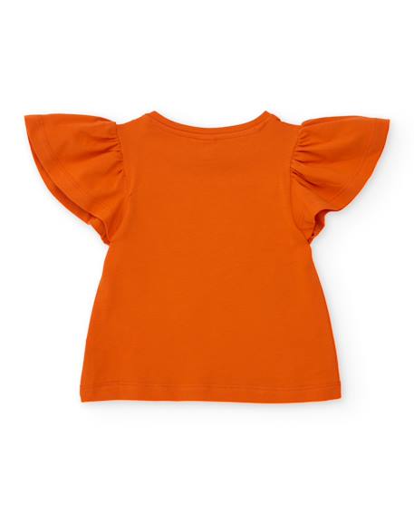 T-shirt fille en maille avec manches à volants Orange 2 - vertbaudet enfant 