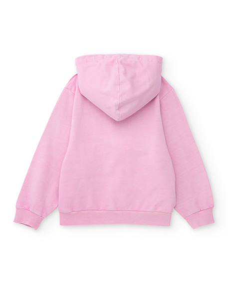 Sweat fille en maille avec poche kangourou Rose 2 - vertbaudet enfant 