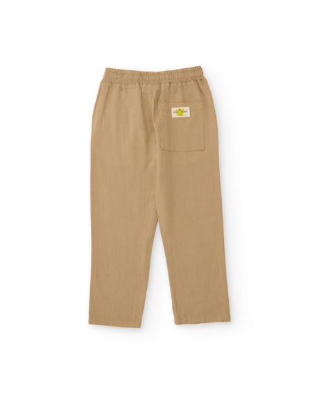 Pantalon garçon en tissu tissé avec taille élastique Marron 2 - vertbaudet enfant 