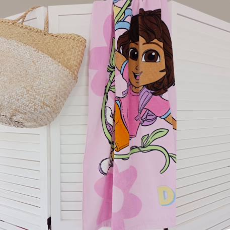 Drap de plage et de bain imprimé 100% coton, dora flower Rose 2 - vertbaudet enfant 
