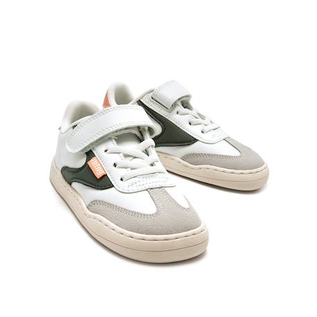 Sneakers garçon synthétique lacets- fermeture adhésive barefoot Blanc–vert 6 - vertbaudet enfant 