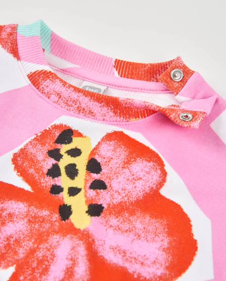 Sweat-shirt fille en maille avec imprimé floral Rose 3 - vertbaudet enfant 
