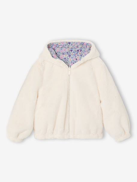 Coupe-vent fille à capuche réversible léopard/sherpa beige+vanille 12 - vertbaudet enfant 