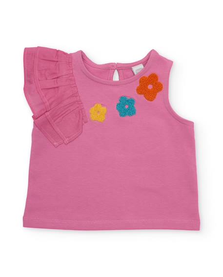 Fille-T-shirt pour fille en maille avec volant sur le côté