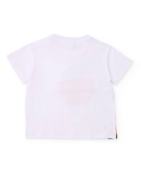 T-shirt garçon en maille avec application sur le devant Blanc 2 - vertbaudet enfant 