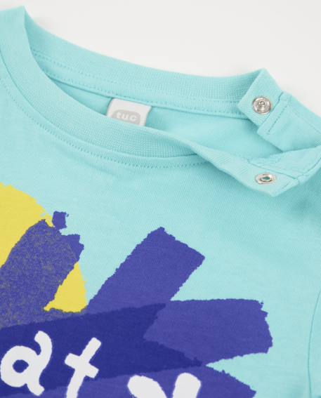 T-shirt garçon en maille avec fermeture à l’épaule Bleu 3 - vertbaudet enfant 