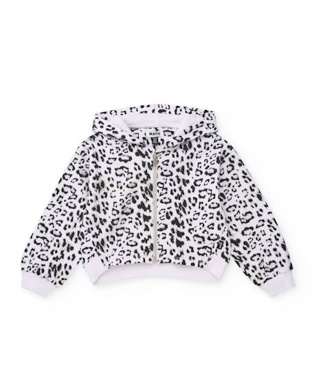 Sweat fille en maille avec imprimé animal Blanc 2 - vertbaudet enfant 
