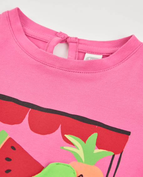 T-shirt fille en maille avec fruits en relief Rose 3 - vertbaudet enfant 