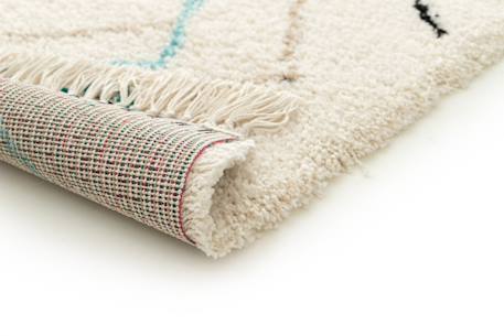 Tapis épais à franges style ethnique glyph Bleu naturel+Palette colorée 11 - vertbaudet enfant 