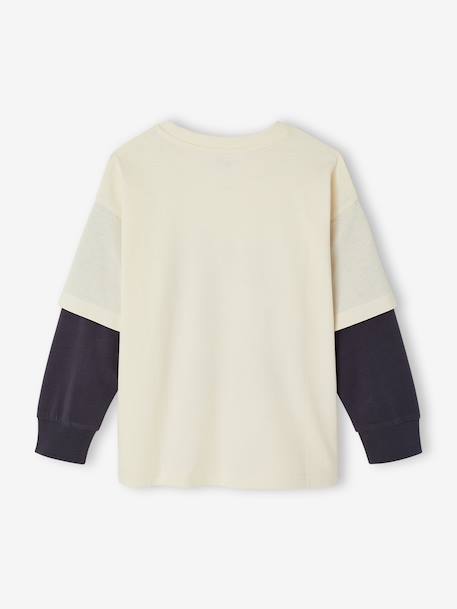 T-shirt manches longues garçon effet superposé écru 4 - vertbaudet enfant 