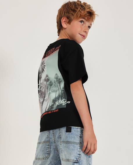 T-shirt garçon en maille au style urbain Noir 2 - vertbaudet enfant 