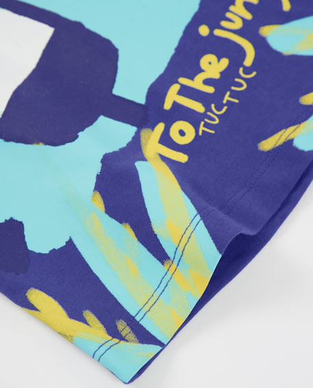 T-shirt garçon en maille avec grand imprimé sur le devant Violet 4 - vertbaudet enfant 