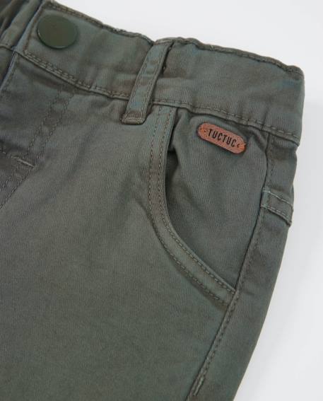 Pantalon pour garçon en tissu avec taille à ajustement intérieur Vert 4 - vertbaudet enfant 