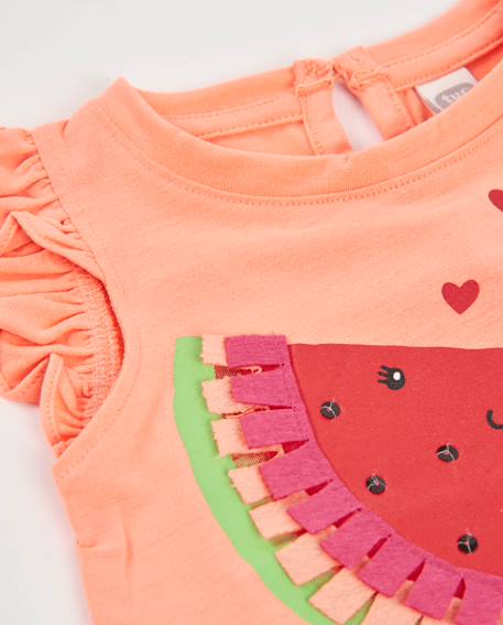 T-shirt fille en maille avec détails brillants Orange 3 - vertbaudet enfant 