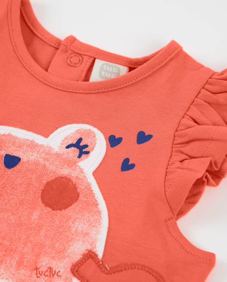 T-shirt pour fille en maille avec volants aux manches Rose 3 - vertbaudet enfant 