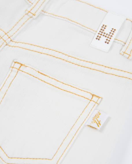 Pantalon fille en tissu tissé à jambe large Blanc 4 - vertbaudet enfant 