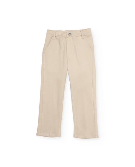 Pantalon garçon en maille coupe droite Beige 1 - vertbaudet enfant 