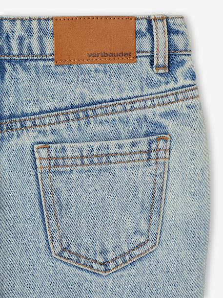 Jean fille mom brodé fleurs bleu+bleu clair+bleu moyen 6 - vertbaudet enfant 