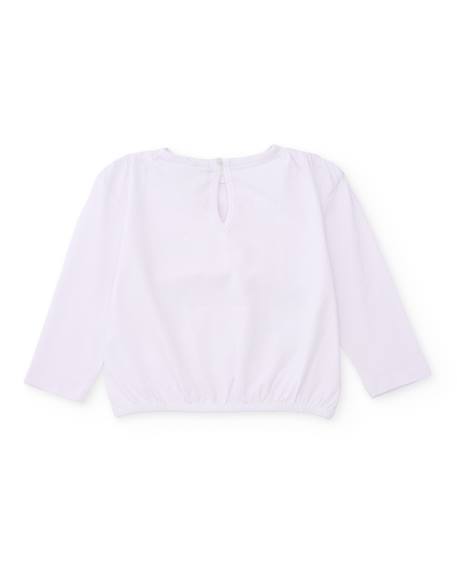 T-shirt pour fille en maille avec fleurs en relief Blanc 2 - vertbaudet enfant 