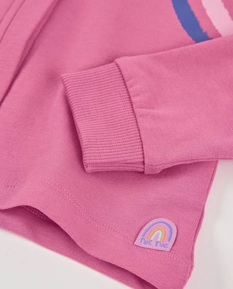 Sweat pour fille en maille avec coupe courte Rose 4 - vertbaudet enfant 