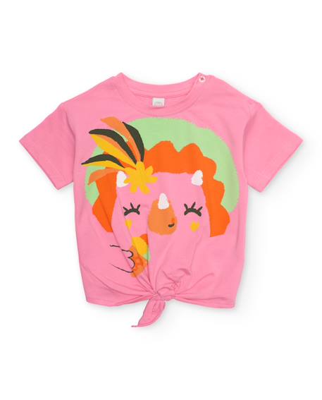 Bébé-T-shirt, sous-pull-T-shirt fille en maille avec nœud sur le devant