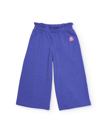 Pantalon pour fille en maille avec ceinture élastique froncée Violet 1 - vertbaudet enfant 