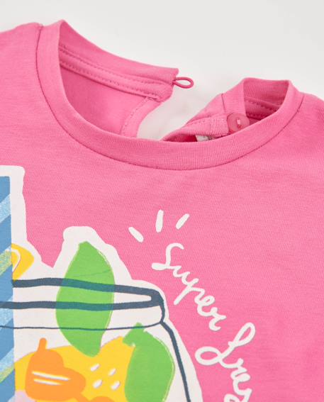 T-shirt fille en maille avec motif limonade Rose 3 - vertbaudet enfant 
