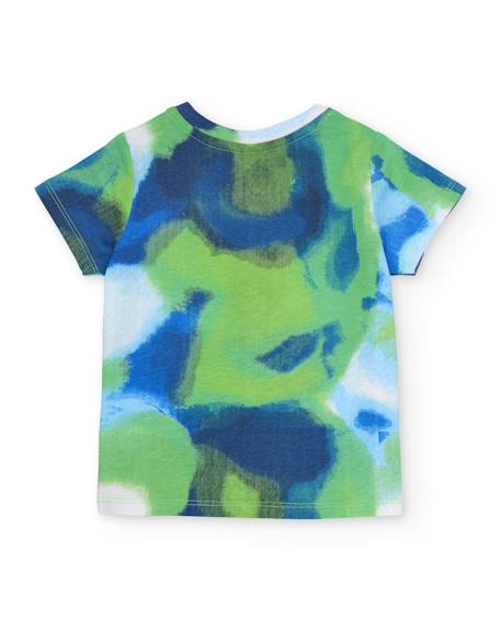 T-shirt garçon en maille avec imprimé effet aquarelle Bleu 2 - vertbaudet enfant 