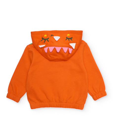 Sweat-shirt fille en maille avec fermeture éclair Orange 2 - vertbaudet enfant 