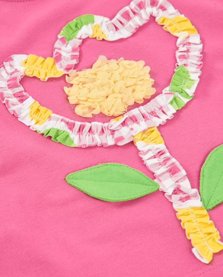 T-shirt fille en maille avec fleur en relief Rose 4 - vertbaudet enfant 