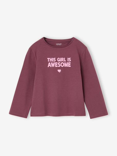 Lot de 3 t-shirts fille fantaisie manches longues anthracite+bleu grisé+corail+écru+indigo+mauve+rose 24 - vertbaudet enfant 