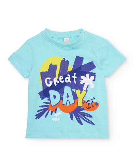 T-shirt garçon en maille avec fermeture à l’épaule Bleu 1 - vertbaudet enfant 