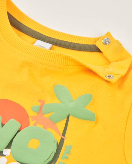 T-shirt garçon en maille avec imprimé frontal Jaune 3 - vertbaudet enfant 